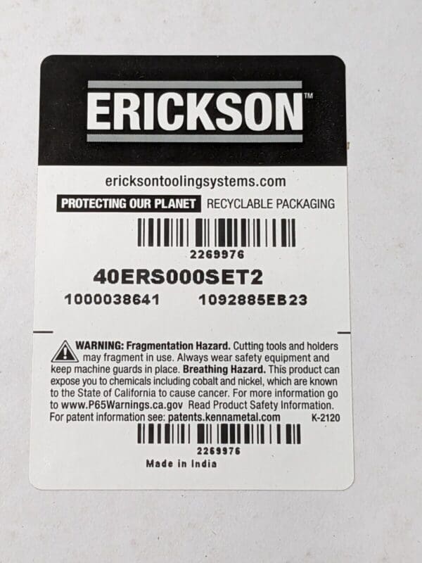 ERICKSON 28 Piece Collet Set ER40 1/8 to 1" Cap 40ERS000SET2 2269976 INCOMPLETE
