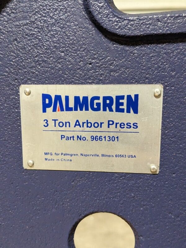 Palmgren Single Leverage Arbor Press 3 Ton Max Pressure 9661301