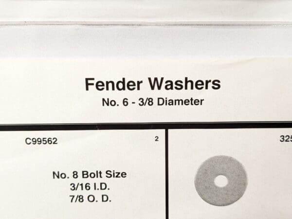 1450 Piece Fender Washers No 6 - 3/8" Diameter 8539
