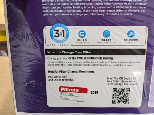 3 PACK 3M Ultra Allergen Reduction Filters 20" X 25" X 4" NDP03-4IN-4 7100097247