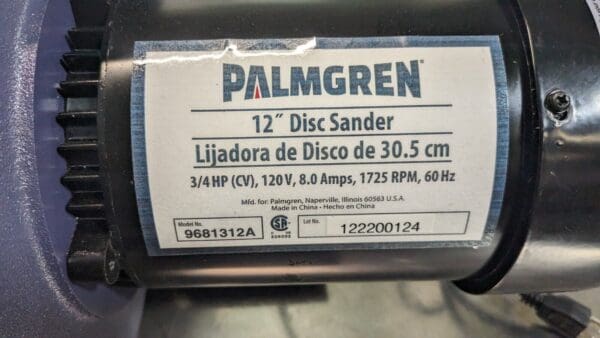 PALMGREN Disc Sanding Machines Disc 12” Diameter Single Phase 9681312 Damaged