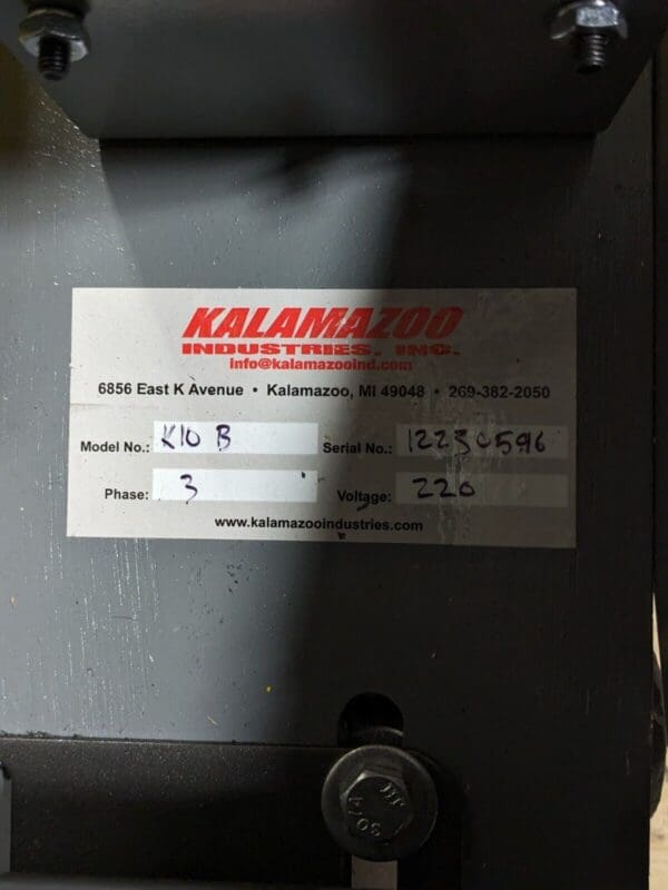 Kalamazoo 10" Abrasive Chop Saw 3450 RPM 3 HP 230v 3 Phase K10B