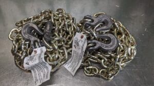 2 PEERLESS CHAIN 16’ Welded Chain Transport Chain Assembly with Clevis Hooks