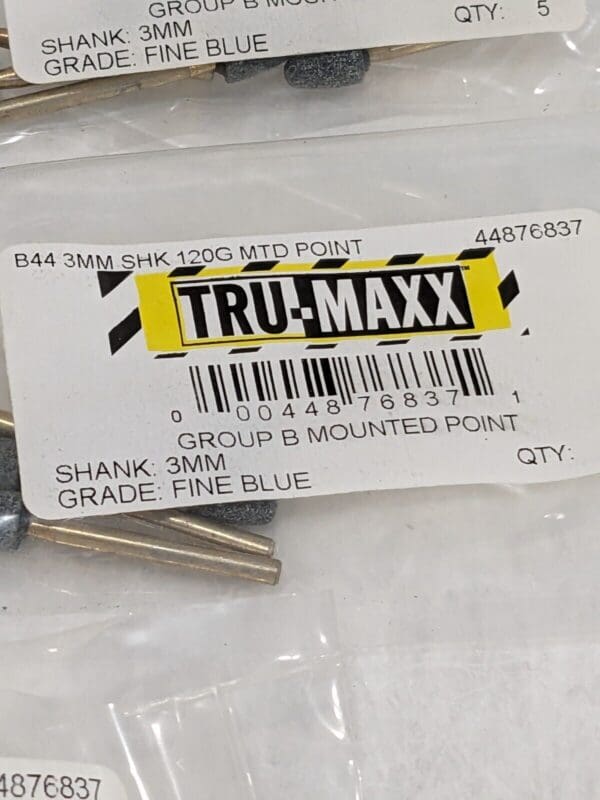 TRU-MAXX Mounted Point: 3/8" Thick, B44, 120 Grit, Fine Qty 23 TM-044BE8RC7