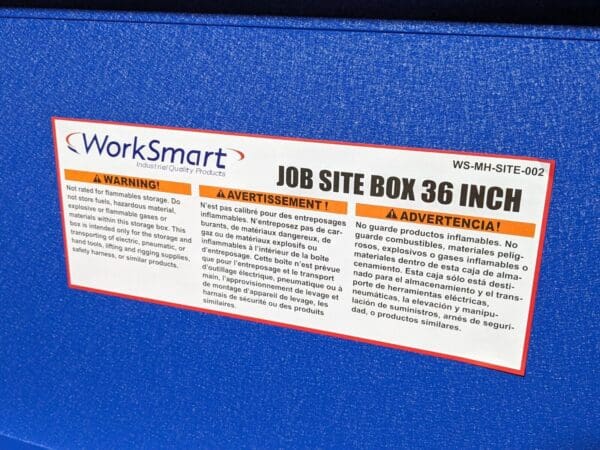Worksmart Job Site Tool Box Storage Chest 36" x 17" x 21" WS-MH-SITE-002