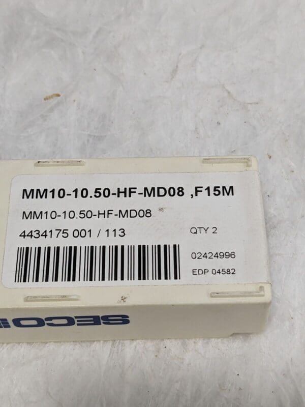 SECO Slotting Milling Tip Insert MM10-10.50-HF-MD08 F15M, Carbide Qty 2 02424996