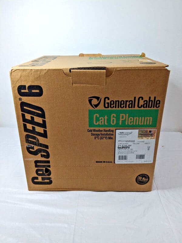 GenSPEED 6 Yellow Cable 23AWG Cat 6 Plenum 1000 Ft 6P4P24-YL-S-GCC-APCE 7131842