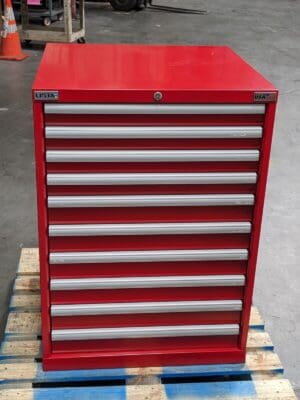 Lista Modular Storage Cabinet 10 Drawer 39 x 28 x 28 Steel Red